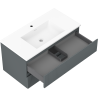 Mexen Rivel kúpeľňová skrinka 90 cm s umývadlom Otis, 2 zásuvky, ryhovaná, grafit mat/biela mat -