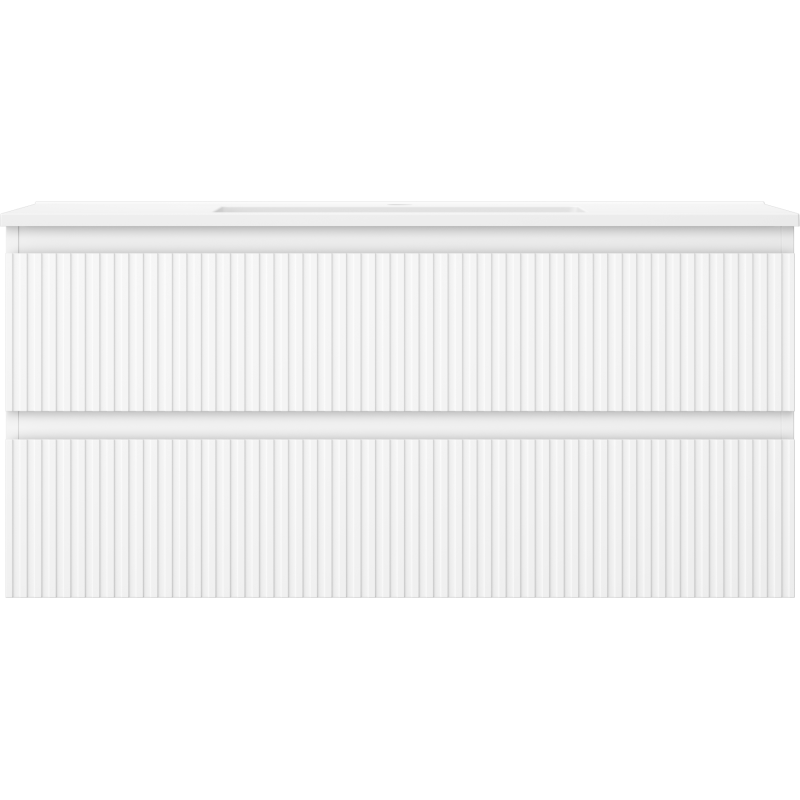 Mexen Rivel kúpeľňová skrinka 100 cm s umývadlom Otis, 2 zásuvky, ryhovaná, biela matná - 91A20-10047-2-BFF01-W18M01