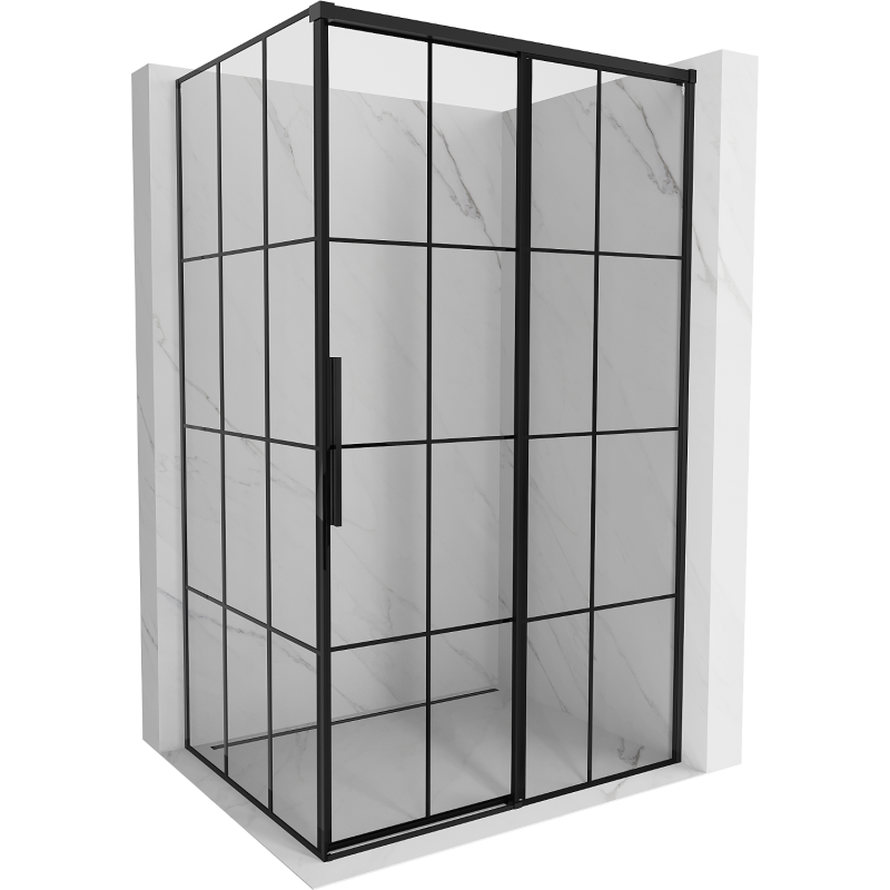 Mexen Rox sprchovací kút posuvný pravý 130 x 120 cm, čierna mriežka, čierny - 8C2-130-120-70-77-P
