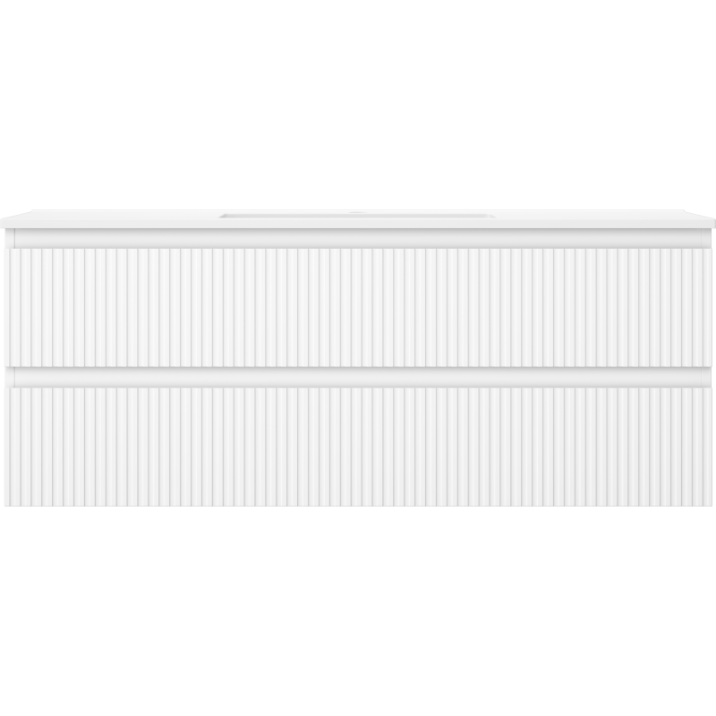 Mexen Rivel kúpeľňová skrinka 120 cm s umývadlom Otis, 2 zásuvky, drážkovaná, biela matná - 91A20-12047-2-BFF01-W18M01