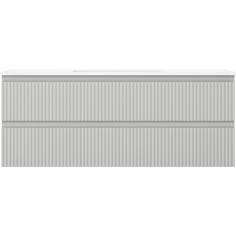 Mexen Rivel kúpeľňová skrinka 120 cm s umývadlom Otis, 2 zásuvky, ryhovaná, sivá matná/biela matná -