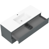 Mexen Rivel kúpeľňová skrinka 120 cm s umývadlom Otis, 2 zásuvky, ryhované, grafit mat/biela mat -