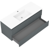 Mexen Rivel kúpeľňová skrinka 120 cm s umývadlom Otis, 2 zásuvky, ryhované, grafit mat/biela mat -