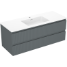 Mexen Rivel kúpeľňová skrinka 120 cm s umývadlom Otis, 2 zásuvky, ryhované, grafit mat/biela mat -
