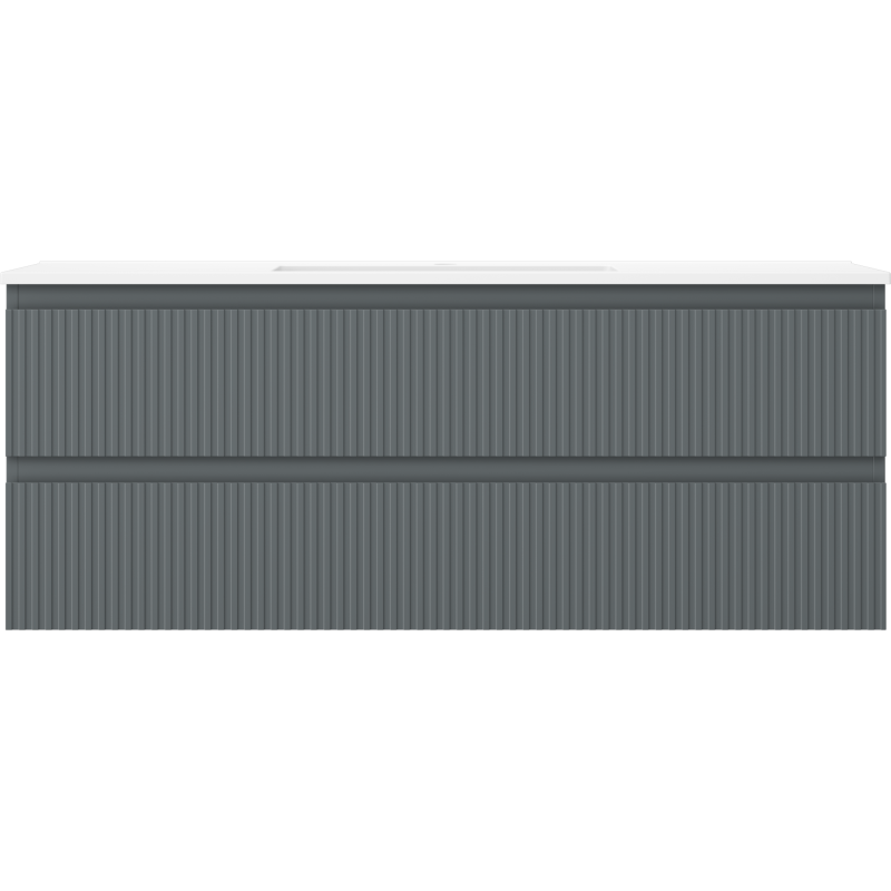 Mexen Rivel kúpeľňová skrinka 120 cm s umývadlom Otis, 2 zásuvky, ryhované, grafit mat/biela mat -