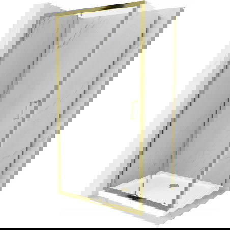 Mexen Apia sprchovací kút posuvný 140 x 100 cm, transparentný, zlatý + sprchová vanička Flat, biela- 840-140-100-50-00-4010G