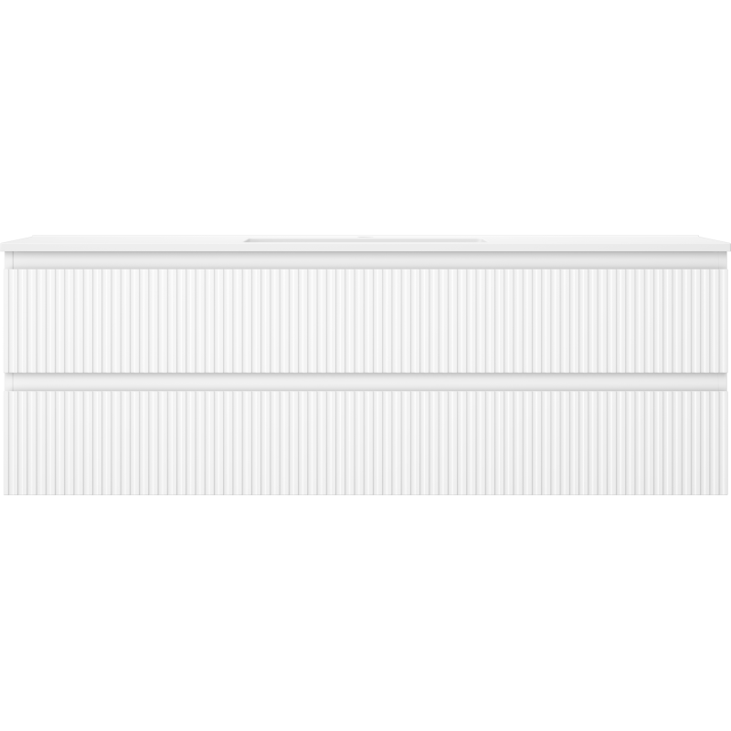 Mexen Rivel kúpeľňová skrinka 140 cm s umývadlom Otis, 2 zásuvky, ryhovaná, biela matná - 91A20-14047-2-BFF01-W18M01