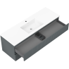 Mexen Rivel kúpeľňová skrinka 140 cm s umývadlom Otis, 2 zásuvky, ryhovaná, grafit mat/biela mat -