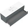 Mexen Rivel kúpeľňová skrinka 140 cm s umývadlom Otis, 2 zásuvky, ryhovaná, grafit mat/biela mat -