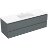 Mexen Rivel kúpeľňová skrinka 140 cm s umývadlom Otis, 2 zásuvky, ryhovaná, grafit mat/biela mat -