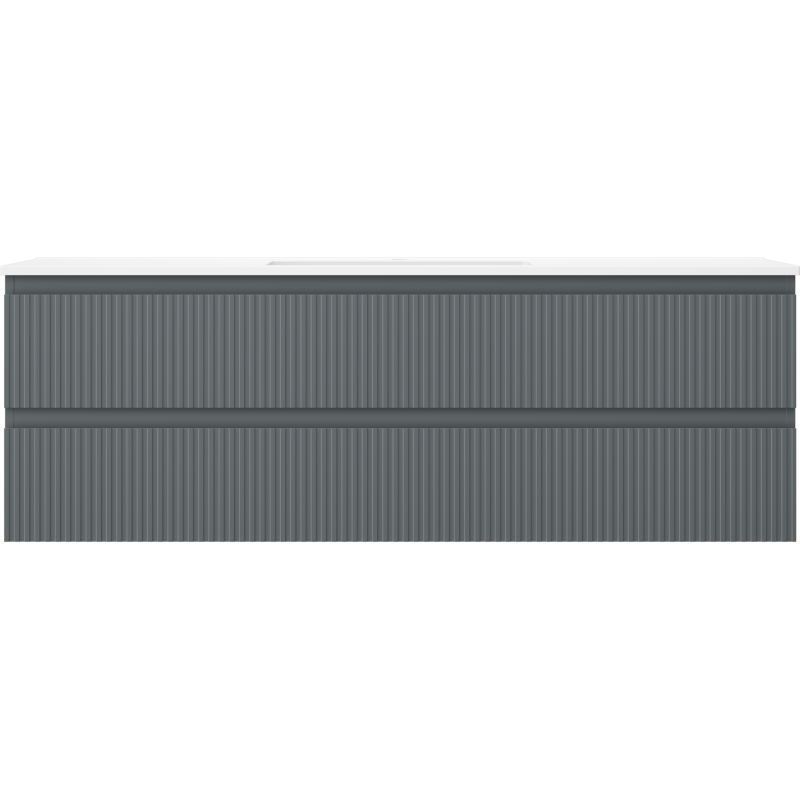 Mexen Rivel kúpeľňová skrinka 140 cm s umývadlom Otis, 2 zásuvky, ryhovaná, grafit mat/biela mat -
