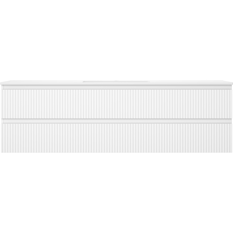 Mexen Rivel kúpeľňová skrinka 160 cm s umývadlom Otis, 2 zásuvky, ryhovaná, biela matná - 91A20-16047-2-BFF01-W18M01