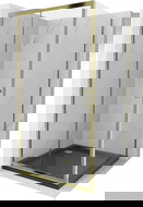 Mexen Apia sprchový kút posuvný 100 x 100 cm, transparentný, zlatý + vanička Flat, čierna - 840-100-100-50-00-4070G