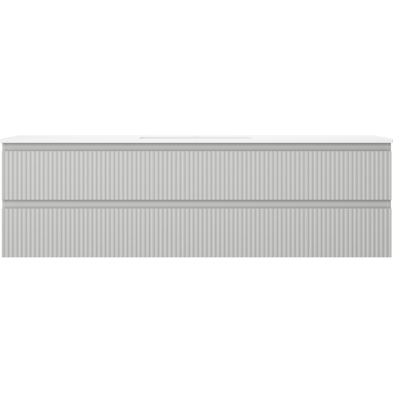Mexen Rivel kúpeľňová skrinka 160 cm s umývadlom Otis, 2 zásuvky, ryhovaná, sivá matná/biela matná -
