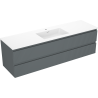 Mexen Rivel kúpeľňová skrinka 160 cm s umývadlom Otis, 2 zásuvky, s rebrovaním, grafitová matná/biela matná -