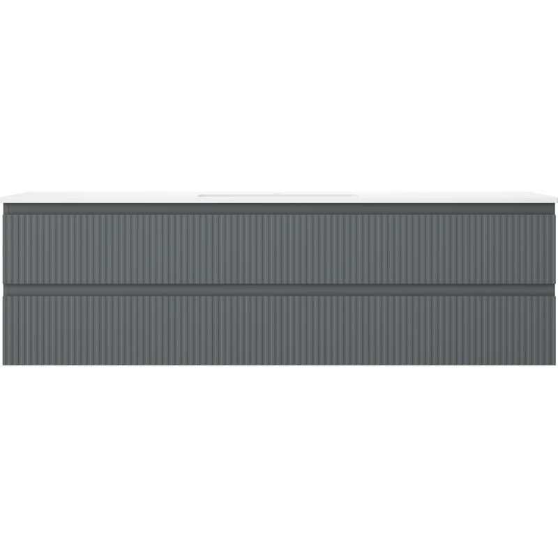 Mexen Rivel kúpeľňová skrinka 160 cm s umývadlom Otis, 2 zásuvky, s rebrovaním, grafitová matná/biela matná -