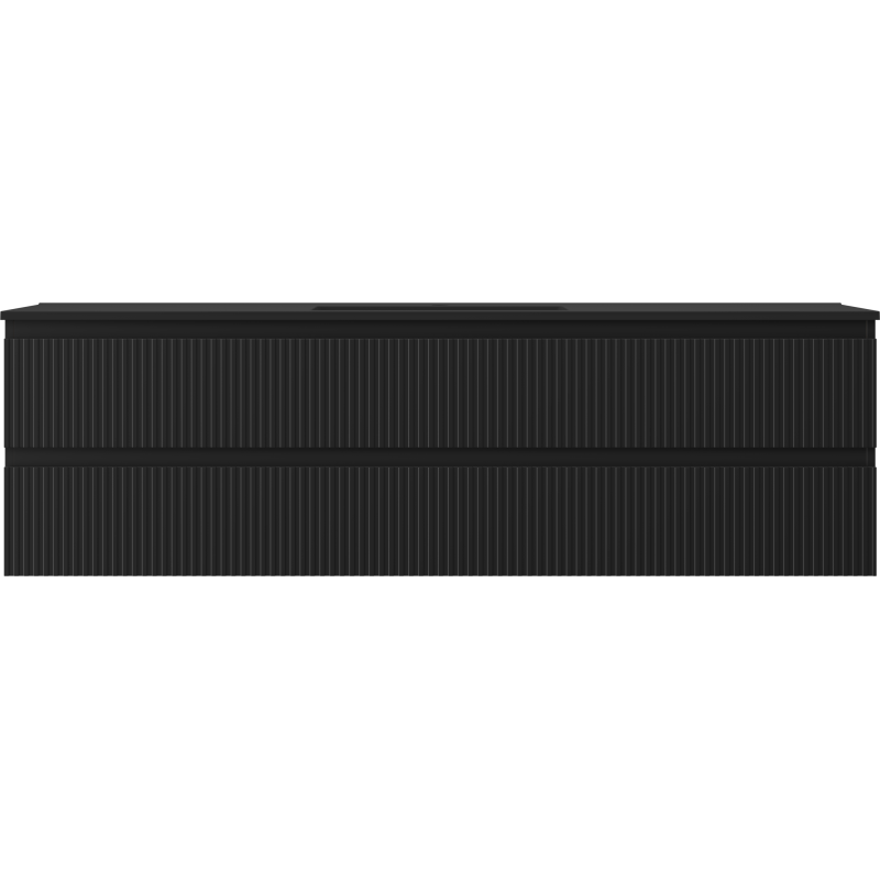 Mexen Rivel skrinka do kúpeľne 160 cm s umývadlom Otis, 2 zásuvky, ryhovaná, čierny mat - 91A20-16047-2-BFF71-W18M71