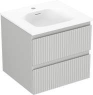 Mexen Rivel kúpeľňová skrinka 50 cm s umývadlom Vela, 2 zásuvky, ryhovaná, sivá matná/biela matná - 91A20-05047-2-BFF62-W23M01