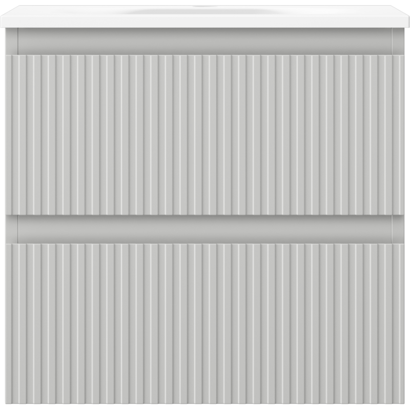 Mexen Rivel kúpeľňová skrinka 50 cm s umývadlom Vela, 2 zásuvky, ryhovaná, sivá matná/biela matná - 91A20-05047-2-BFF62-W23M01