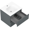 Mexen Rivel skrinka do kúpeľne 50 cm s umývadlom Vela, 2 zásuvky, ryhovaná, grafit mat/biela mat - 91A20-05047-2-BFF66-W23M01