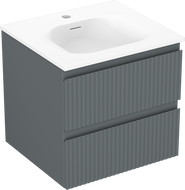 Mexen Rivel skrinka do kúpeľne 50 cm s umývadlom Vela, 2 zásuvky, ryhovaná, grafit mat/biela mat - 91A20-05047-2-BFF66-W23M01