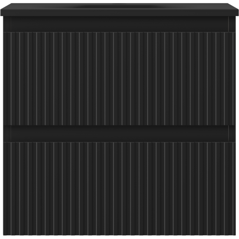 Mexen Rivel kúpeľňová skrinka 50 cm s umývadlom Vela, 2 zásuvky, ryhovaná, čierna matná - 91A20-05047-2-BFF71-W23M71