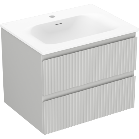 Mexen Rivel kúpeľňová skrinka 60 cm s umývadlom Vela, 2 zásuvky, ryhovaná, sivá matná/biela matná - 91A20-06047-2-BFF62-W23M01