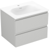Mexen Rivel kúpeľňová skrinka 60 cm s umývadlom Vela, 2 zásuvky, ryhovaná, sivá matná/biela matná - 91A20-06047-2-BFF62-W23M01