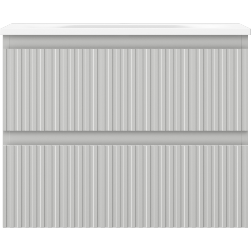 Mexen Rivel kúpeľňová skrinka 60 cm s umývadlom Vela, 2 zásuvky, ryhovaná, sivá matná/biela matná - 91A20-06047-2-BFF62-W23M01