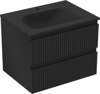 Mexen Rivel kúpeľňová skrinka 60 cm s umývadlom Vela, 2 zásuvky, ryhovaná, čierna matná - 91A20-06047-2-BFF71-W23M71