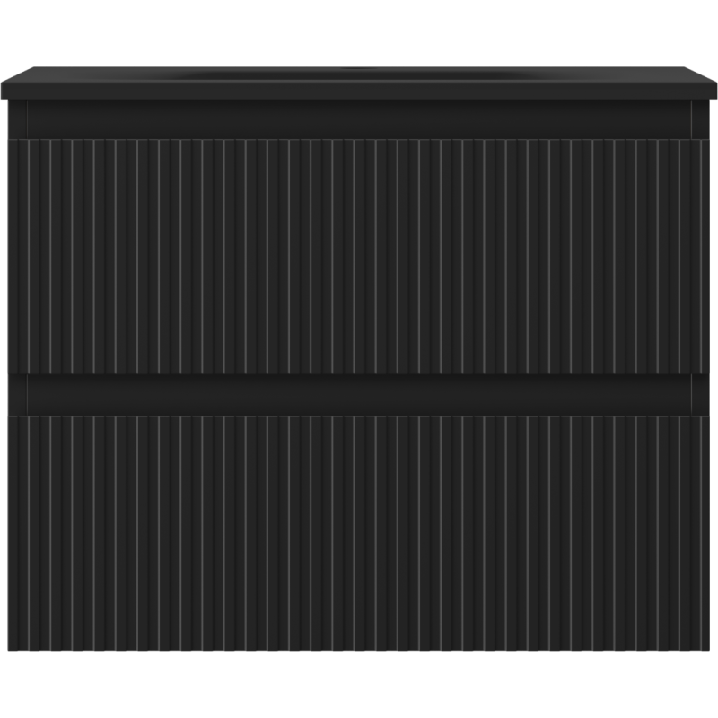 Mexen Rivel kúpeľňová skrinka 60 cm s umývadlom Vela, 2 zásuvky, ryhovaná, čierna matná - 91A20-06047-2-BFF71-W23M71