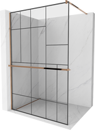 Mexen Kioto+ sprchová stena s poličkou Walk-in 120 x 200 cm, čierny vzor, ružové zlato - 800-120-121-60-78