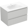 Mexen Rivel kúpeľňová skrinka 70 cm s umývadlom Vela, 2 zásuvky, ryhovaná, sivá matná/biela matná