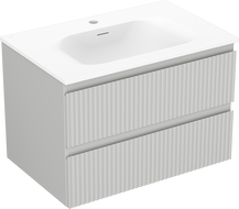 Mexen Rivel kúpeľňová skrinka 70 cm s umývadlom Vela, 2 zásuvky, ryhovaná, sivá matná/biela matná
