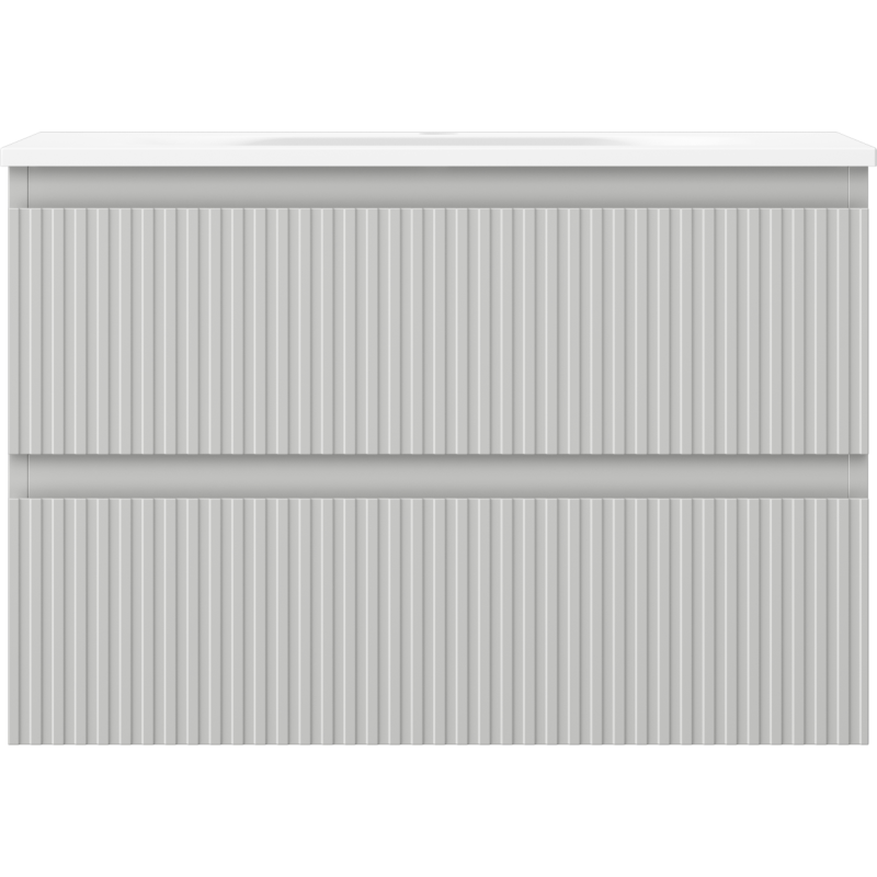 Mexen Rivel kúpeľňová skrinka 70 cm s umývadlom Vela, 2 zásuvky, ryhovaná, sivá matná/biela matná