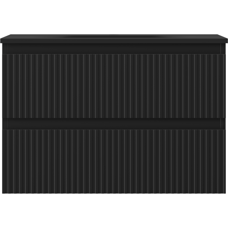 Mexen Rivel kúpeľňová skrinka 70 cm s umývadlom Vela, 2 zásuvky, ryhovaná, čierna matná - 91A20-07047-2-BFF71-W23M71