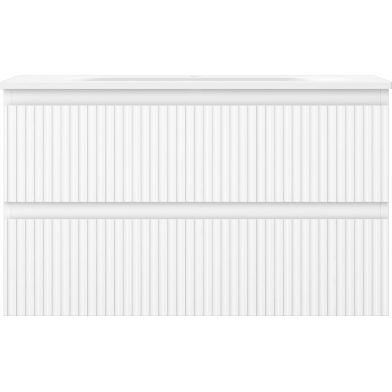 Mexen Rivel kúpeľňová skrinka 80 cm s umývadlom Vela, 2 zásuvky, ryhovaná, biela matná - 91A20-08047-2-BFF01-W23M01