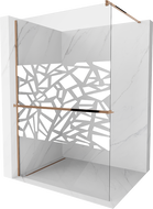 Mexen Kioto+ sprchová stena s poličkou Walk-in 100 x 200 cm, biely vzor, ružové zlato - 800-100-121-60-85