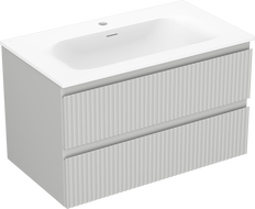 Mexen Rivel kúpeľňová skrinka 80 cm s umývadlom Vela, 2 zásuvky, ryhovaná, sivá mat/biela mat - 91A20-08047-2-BFF62-W23M01