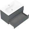 Mexen Rivel kúpeľňová skrinka 80 cm s umývadlom Vela, 2 zásuvky, ryhovaná, grafit mat/biela mat -