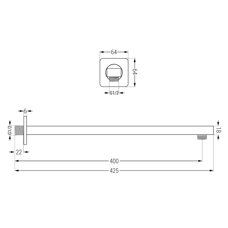 Mexen nástenné sprchové rameno 40 cm, brúsená zbraňová šedá - 79112-66