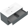 Mexen Rivel kúpeľňová skrinka 90 cm s umývadlom Vela, 2 zásuvky, ryhovaná, grafitová matná/biela matná -