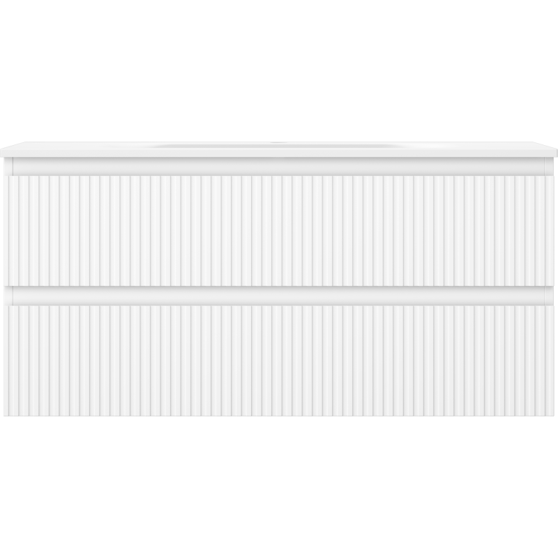 Mexen Rivel kúpeľňová skrinka 100 cm s umývadlom Vela, 2 zásuvky, ryhovaná, biela matná - 91A20-10047-2-BFF01-W23M01