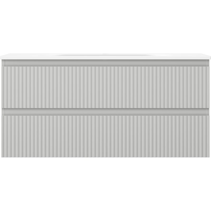 Mexen Rivel kúpeľňová skrinka 100 cm s umývadlom Vela, 2 zásuvky, ryhovaná, sivá matná/biela matná - 91A20-10047-2-BFF62-W23M01