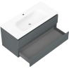 Mexen Rivel kúpeľňová skrinka 100 cm s umývadlom Vela, 2 zásuvky, ryhovaná, grafit mat/biela mat -
