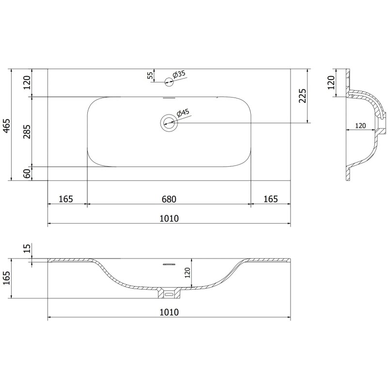 Mexen Rivel kúpeľňová skrinka 100 cm s umývadlom Vela, 2 zásuvky, ryhovaná, grafit mat/biela mat -