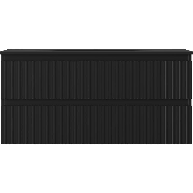 Mexen Rivel kúpeľňová skrinka 100 cm s umývadlom Vela, 2 zásuvky, ryhovaná, čierna matná - 91A20-10047-2-BFF71-W23M71