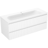 Mexen Rivel kúpeľňová skrinka 120 cm s umývadlom Vela, 2 zásuvky, ryhovaná, biela mat - 91A20-12047-2-BFF01-W23M01