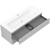 Mexen Rivel kúpeľňová skrinka 120 cm s umývadlom Vela, 2 zásuvky, ryhovaná, sivá matná/biela matná -