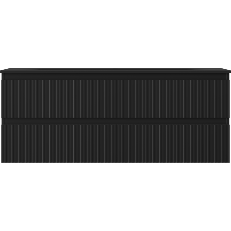 Mexen Rivel kúpeľňová skrinka 120 cm s umývadlom Vela, 2 zásuvky, ryhovaná, čierna matná - 91A20-12047-2-BFF71-W23M71